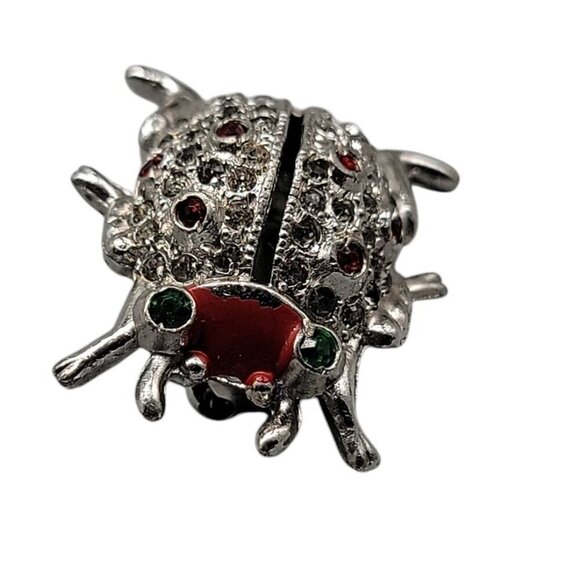 Coro Brooch Rhinestone Small Bug Pin Multicolor Silver Tone Pat Pending - Picture 10 of 10